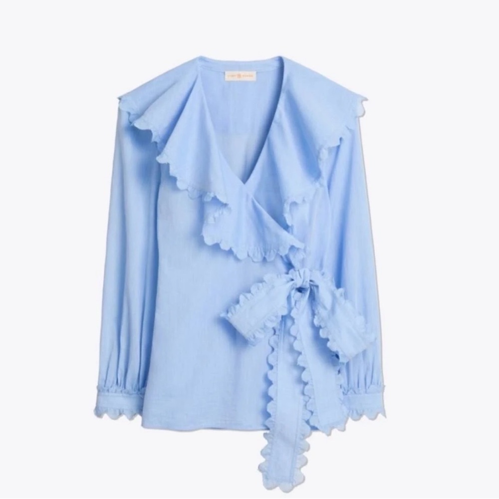 Tory Burch Light Blue Ruffled Blouse